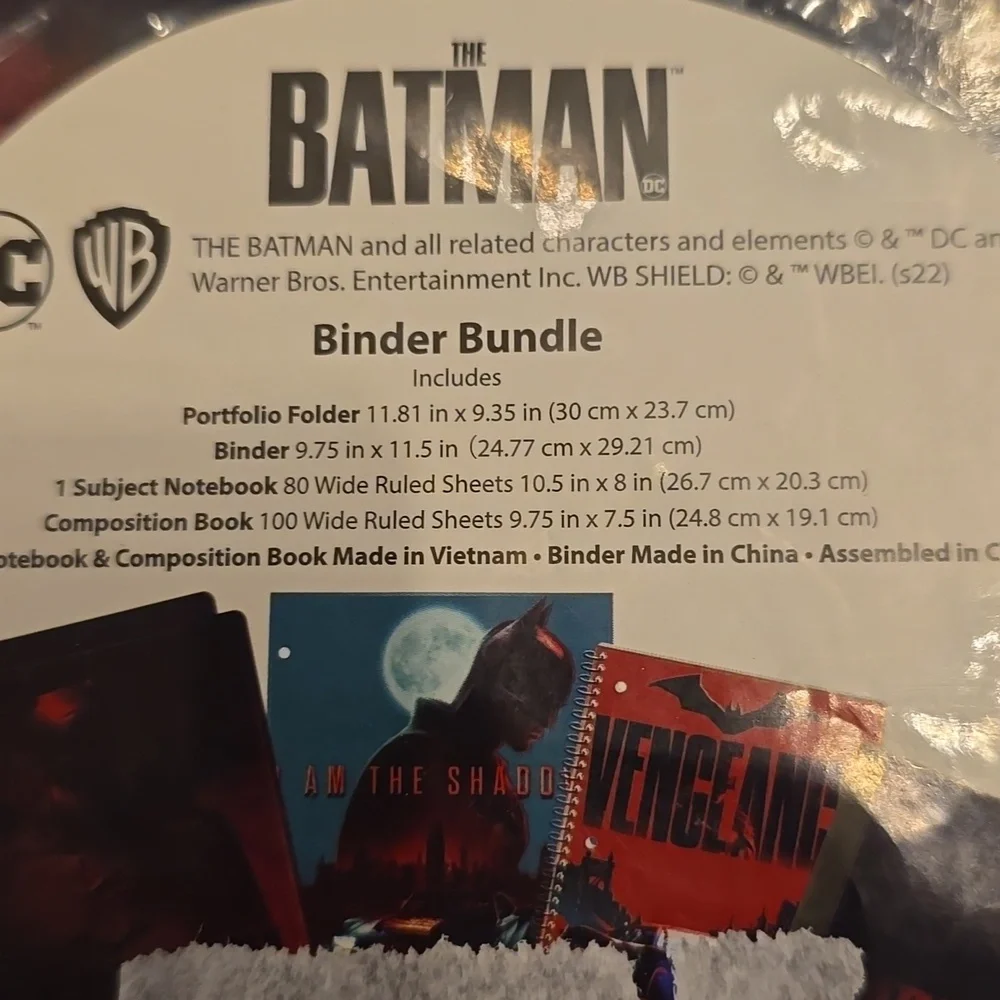 DC Comic Batman Stationery  Bundle 3-Ring Binder Folder Notebook Composition
